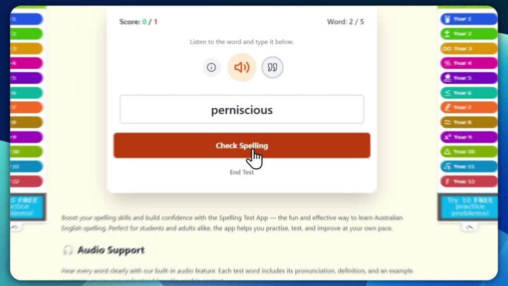 REVIEW AND TESTING SPELLING TEST APP WEBSITE 0 01 58